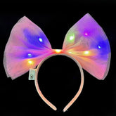 Nessiworld Colorful Led Light Bow Shaped Tulle Party Crown Pink Color 25x25 cm